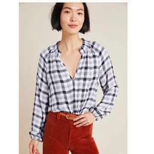 Anthropologie Cloth & Stone Sara Plaid Blouse